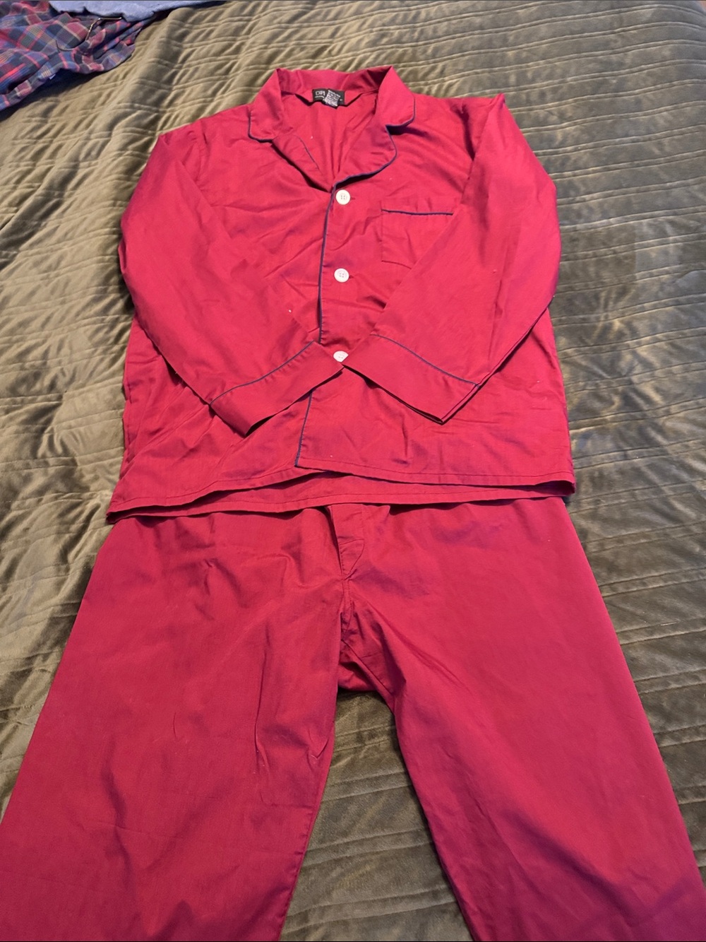 Men’s diplomat  Red Two-Piece Pajama Set with Contrast Piping